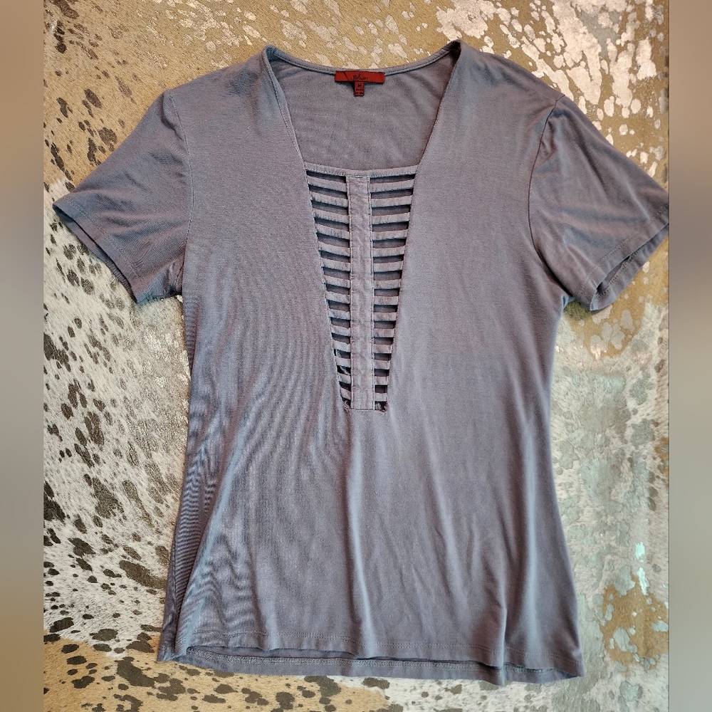 Women's Gray Top with Cut-Out Design
